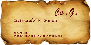 Csincsák Gerda névjegykártya